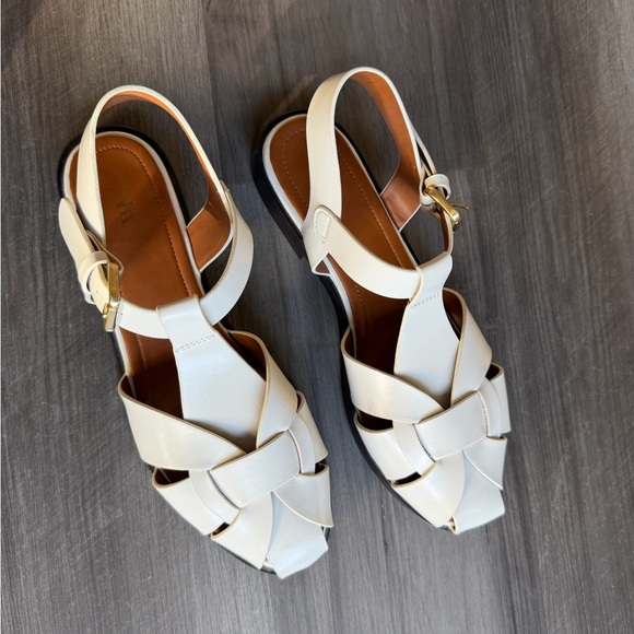Zara White Women's Sandals with gold buckle, size 40, US 9.5-10 - Picture 6 of 8